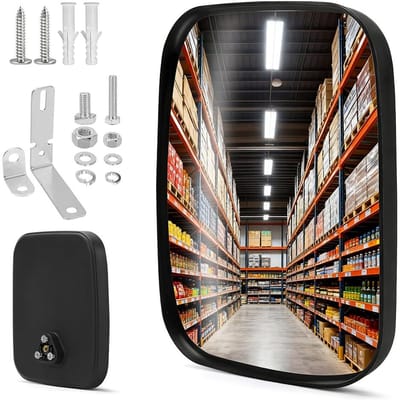 Convex Spiegel 19 x 16 cm, Verstelbare Straatspiegel voor Garages, Opritten en Ziekenhuizen, Brede Hoek voor Binnen en Buiten Gebruik