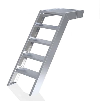 Aluminium Buitentrap met Platform - 5 Treden - 1 Meter Hoog - Tuin en Vijver Toegang