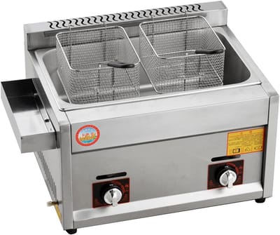 Gasfriteuse, 22L/30L Gas Friteuse Tank Roestvrij Staal Chicken Friteuse Met Mandlepel Voor Restaurant Home Commerciële Keuken