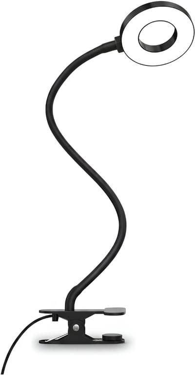 QORA® Bureaulamp LED - Burolamp - Bureaulamp Met Klem - Bureaulamp Kind - Bureaulamp LED Dimbaar - Zwart - 10cm x 4cm x 40cm