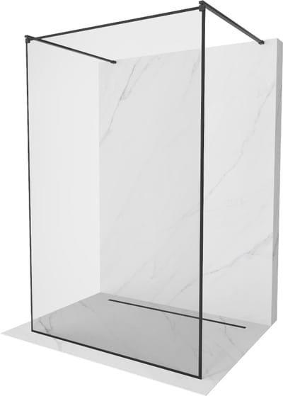 Mexen Kioto vrijstaande douchewand 150 x 200 , zwart frame 8 mm, zwart - 800-150-002-70-70