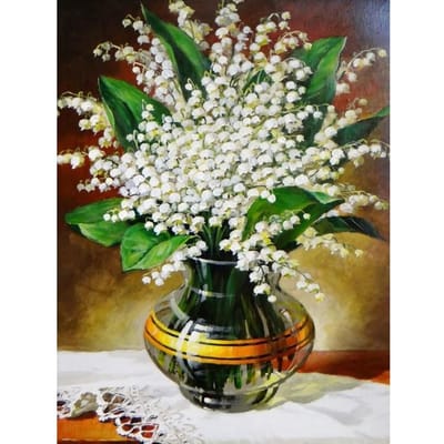 Diamantmozaïek Bloem Lelietje-van-dalen Diamant Schilderen Diamant Borduren Bloem Kralen Behang 30X40CM