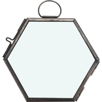 Hangende Geometrische Zeshoekige Glazen Fotolijst Gedroogde Bloem Plant Specimen Klem Display gray