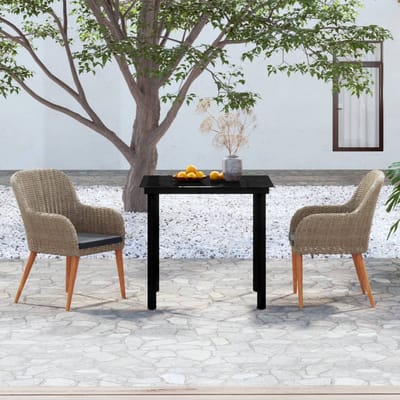 vidaXL - 3-delige - Tuinset - met - kussens - bruin
