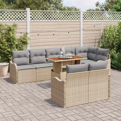 vidaXL - Tuinbank - Set - 9 - st - 8-Aantal - zitplaatsen - beige - en - lichtgrijs