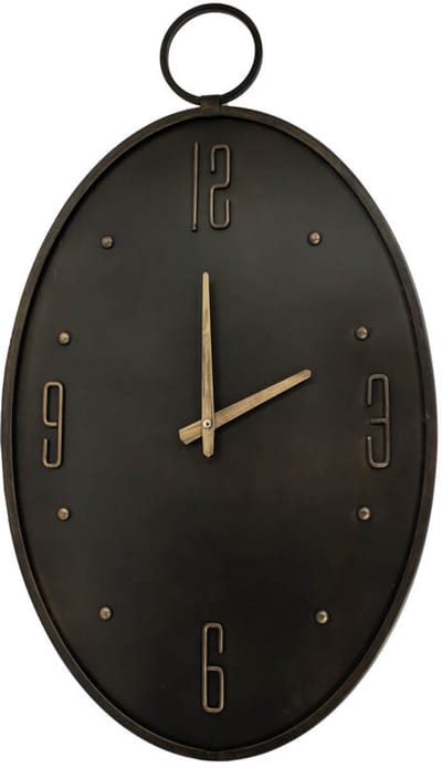 Wandklok ovaal antraciet