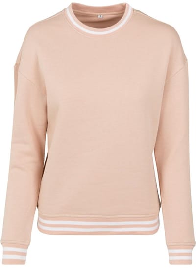 Build Your Brand - College Crew Dames Sweater - Lightrose/White maat 3XL