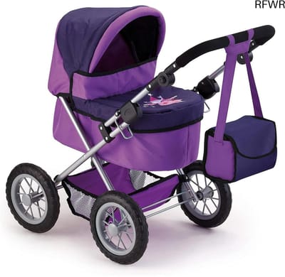 RFWR® Poppenwagen verstelbaar met tas en duwstang - Lila