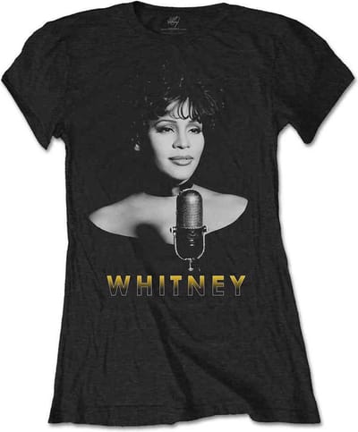 Whitney Houston - Black & White Photo Dames T-shirt - S - Zwart