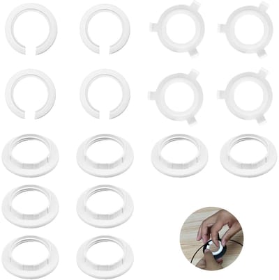 Dailygoody - E27 naar E14 lampenkap converter - Duurzaam - Wit - Herbruikbare adapterringen - 16 stuks - Geschikt voor verschillende lampen - 29 mm ID