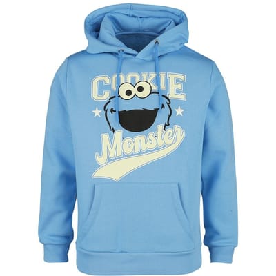 Sesame Street Trui met capuchon - Cookie Monster - S tot M - voor Mannen - lichtblauw