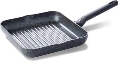 BK Universe Grillpan 26x26cm - PFAS-vrije antikleeflaag - Grillpan inductie - Keramische pan - Ovenbestendig tot 160°C - Koudgreep - Zwart/graniet