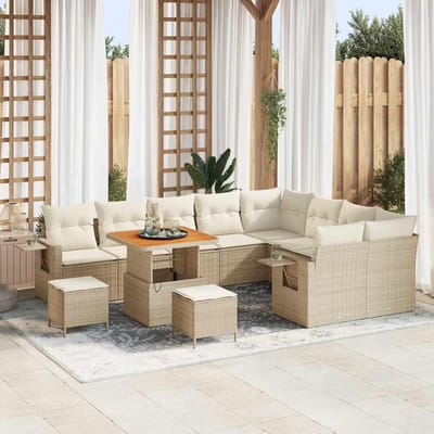 vidaXL - Tuinbank - Set - 12 - st - 11-Aantal - zitplaatsen - Beige - en - Crème