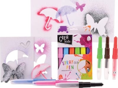 Crea Kids Spraypennen - 6 Stuks - Spraypen - Spray Pen - Blaaspen - Blaasstfiten - Speciaal Effect Stiften - Knutselen - Knutselen Met Airbrush Effect - Diy - Knutselen Kinderen - Tekenen - Kleuren - Meisjes - Jongens - Cadeau Tip