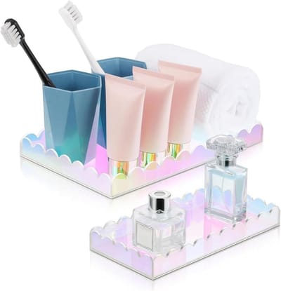 Famanu – Decoratieve acryl schalen voor make-up en sieraden, moderne organizer voor badkamer en kaptafel