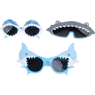 3 Paires Lunettes de Soleil Poisson Adorables Protectrices Adultes Enfants Drôles Lunettes de Costume pour Fête d'École white