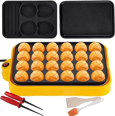 Takoyaki Maker - Octopusbal Pan - Snacks Maken - Snelle Verwarming - 35 x 23 x 7 cm - Geel