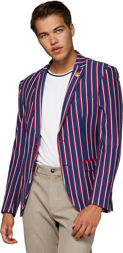 OppoSuits Deluxe Supportswear - Cheer Stripes  - Heren Blazer - Amerika - Cobalt Blue - Maat EU 48