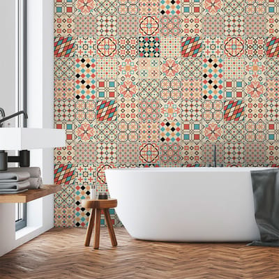 Zelfklevende tegelmuurstickers voor keuken en badkamer - 60 tegelstickers, Azulejos Arianito - 60 stickers, 20x20cm