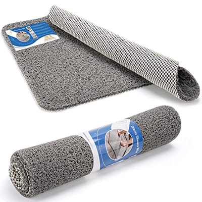 Antislip Douchemat 60 x 40 cm - Grijs Loofah Stijl PVC Mat - Wasbaar en Sneldrogend voor Natte Ruimtes