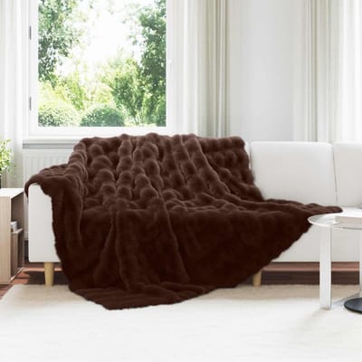 vidaXL - Antislip - deken - van - imitatie - konijnenbont - Olite - Kameel - Polyester