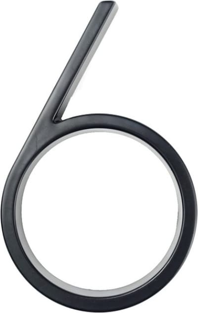 Huisnummer 6 - Zwevend Huisnummer - Zwart - nr. 6 - modern - 125mm