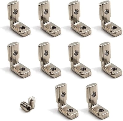 L-vormige hoekverbinder voor T-slot aluminium profielen met schroeven - Set van 10 voor stevige verbindingen en constructies
