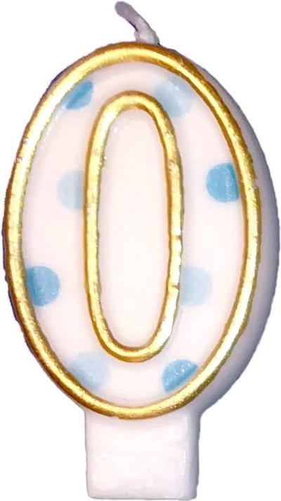 Haza Original Verjaardagskaars Cijfer 0 Goud/blauw 6 Cm