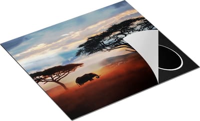 Chefcare Inductie Beschermer Olifant in het Wild - Savanne - 60x50 cm - Afdekplaat Inductie - Kookplaat Beschermer - Inductie Mat