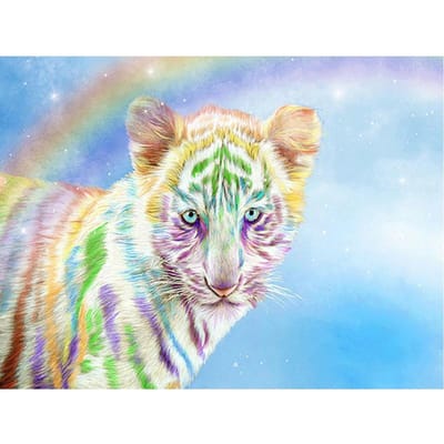 Diamant borduurwerk diy Rubik's Cube Diamond C Tiger Rainbow 5D Diamond Craft schilderij mozaïek diamant 20X30CM beige