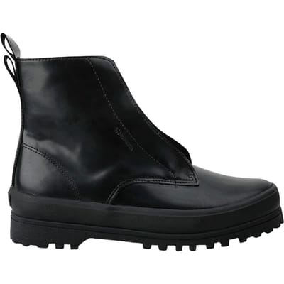 Superga Dames/Dames 3342 Alpina Box Calf Leather Zip Enkellaarsjes (Totaal Zwart)