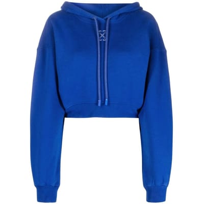 Off-White Dames/Dames Embr Arrow Cropped Hoodie (Blauw)