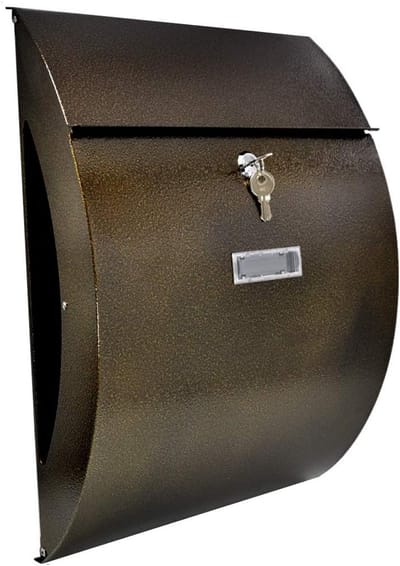 Designer brievenbus muurbrievenbus incl. krantenvak - weerbestendig dankzij poedercoating, brons antiek, groot elegant, verzinkt plaat-postbrievenbus, 3 sleutels, C4 inworp-formaat, naambordje