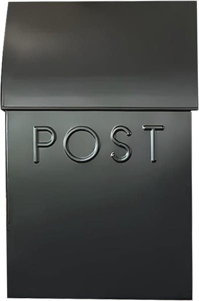 Rustieke spitse brievenbus voor buiten met krantenhouder - Zwart 15x10x4 inch