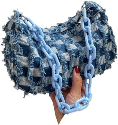 Denim Tas - Schoudertas Dames - Casual Gebruik - Zacht Denim Materiaal - 1 x 1 x 1 cm - Blauw