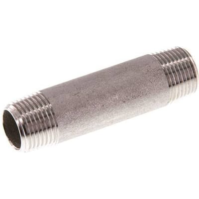 R 3/8'' RVS Dubbele Pijpnippel 20 Bar DIN 2982 - 60mm