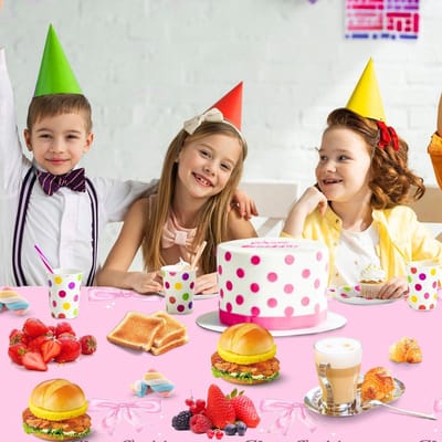 Allecta - Roze Strik Tafelkleed 2st, 2,74x1,37m - Zoete Strik Thema - Babyshower - Feestbenodigdheden