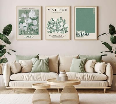 Set van 3 Decoratieve Posters met Lijst voor Thuis | Wanddecoratie voor Woonkamer en Slaapkamer | Posters in Pastelkleuren | 30x40cm