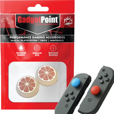 Gadgetpoint - Thumb Grips voor Nintendo Switch Joy-Con Controllers - Gaming Thumbgrips - Performance Anti-Slip Thumbsticks - Bescherming Accessoires - Fruit - Roze met Wit