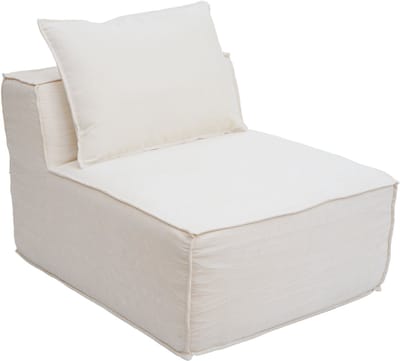 Fauteuil/accessoires voor bank MCW-O54, loungefuteuil gestoffeerde fauteuil middenstuk, stof/textiel (300 g/m²) 63x75x97 cm ~ crème