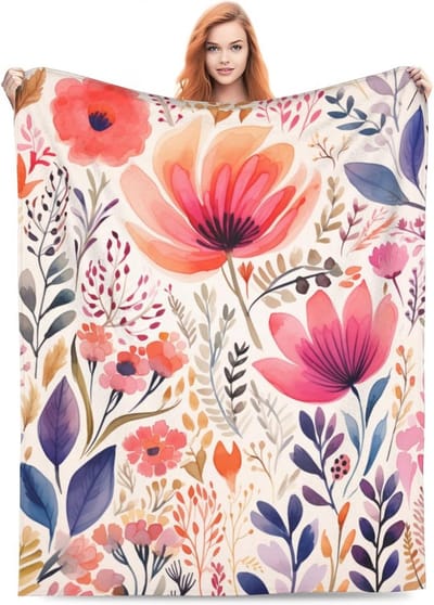 Wildflowers Bloemen Dekken voor Bed, Bank en Reizen - 127 x 102 cm Lichtgewicht Flanellen Pluchen Dekentje Super Zacht en Pluizig
