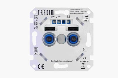Tradim - LED Dimmer DUO - 2×5-75W - Fase-afsnijding - Universeel