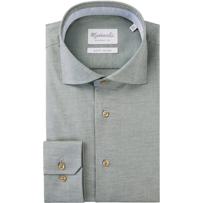 Michaelis slim fit heren overhemd - twill - groen - Strijkvrij - Boordmaat: 43