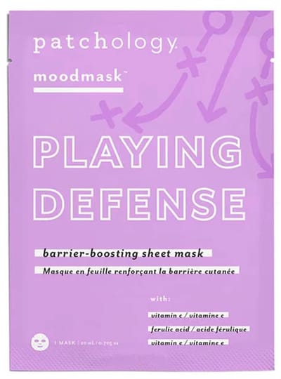 Patchology Moodmask™ Playing Defense Barrier-Boosting Sheet Mask – Hydraterend & Versterkend Gezichtsmasker – Met Vitamine C – Herstelt de Huidbarrière, Vermindert Stress & Irritatie – Voor Een Gezonde, Stralende Teint