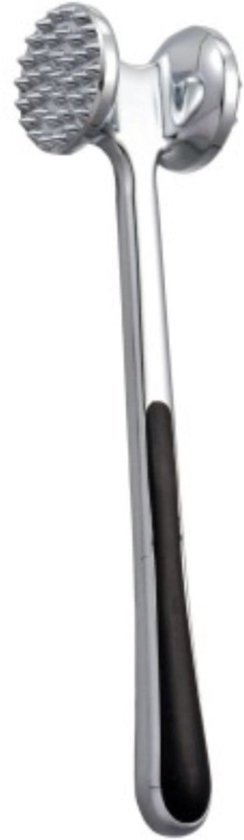 Maestro MR-1577 Luxe Vleeshamer - Tweezijdig - Hoogwaardig Roestvrij Staal (RVS) - Ergonomische Antislip Handgreep - Vleesvermalser - 22 cm - Zilver/Zwart