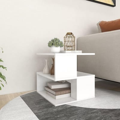 Witte bijzettafel - Hoektafel nachtkastje - Woonkamer inrichten - Veel opbergruimte - 40 x 40 x 40 cm - Wit