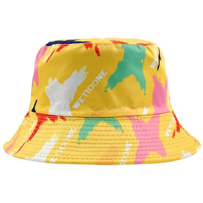 Chapeau de pêcheur à double face, imprimé graffiti tie-dye, style coréen hip-hop, avec motif graffiti et teinture tie-dye. M（56-58cm） yellow
