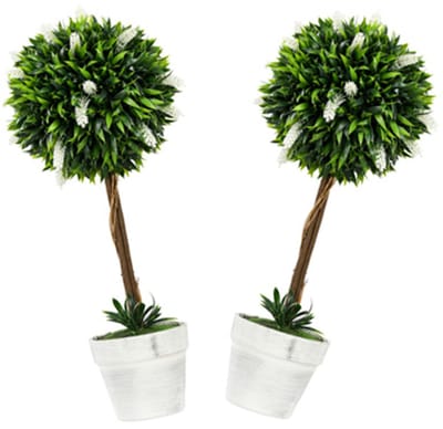 Kunstplantenset 2-delig Realistische Kunstbloemen Geschikt voor Woonkamer, Slaapkamer, Kantoor en Andere Moderne Decoraties Geschikt voor Binnen- en Buitengebruik 14,5×14,5×60 cm Groen Kunststof