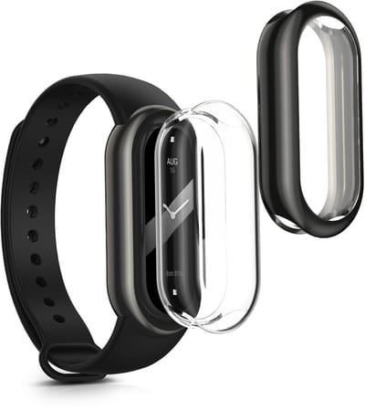 kwmobile 2x smartwatch hoes geschikt voor Xiaomi Mi Band 10 / Smart Band 10 hoesje - Siliconen sporthorloge cover - Activity tracker case in transparant / zwart