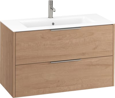 Saqu Lima badmeubel incl. mat witte keramische wastafel 100x46x61cm toffee – rvs greep